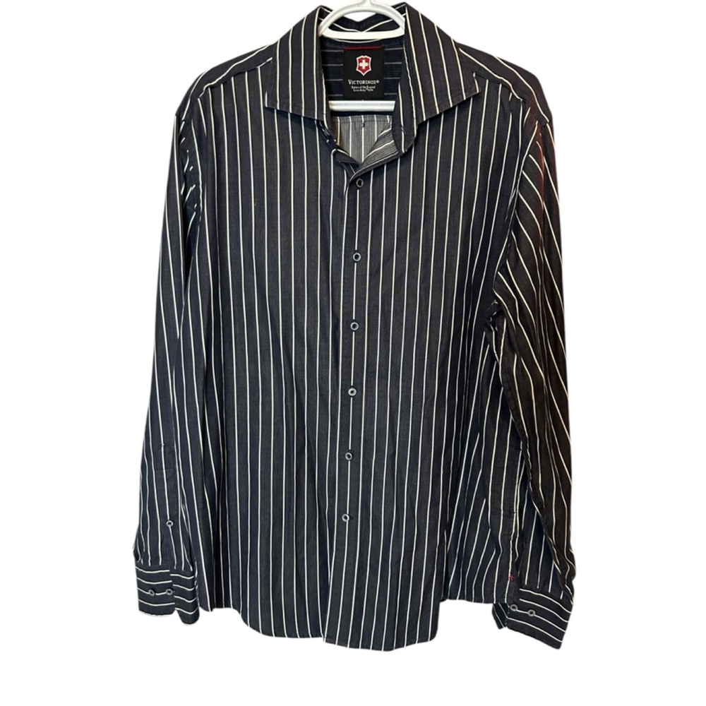 NWOT Victorinox Men’s Button-Down Striped Shirt - Extra Fine Cotton - Size Large
